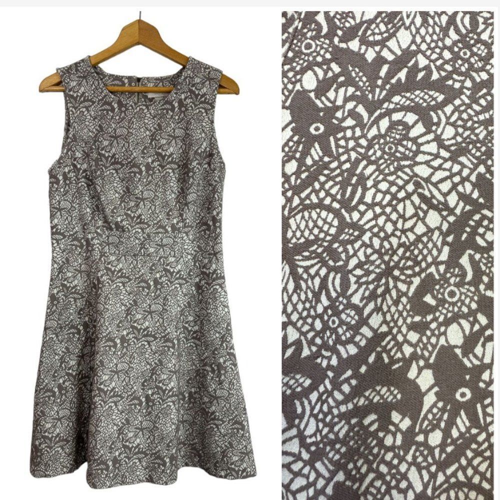 Loft Dress Fit and Flare Beige and Brown Sleeveless Size 10 NWT Cottagecore - Picture 1 of 13